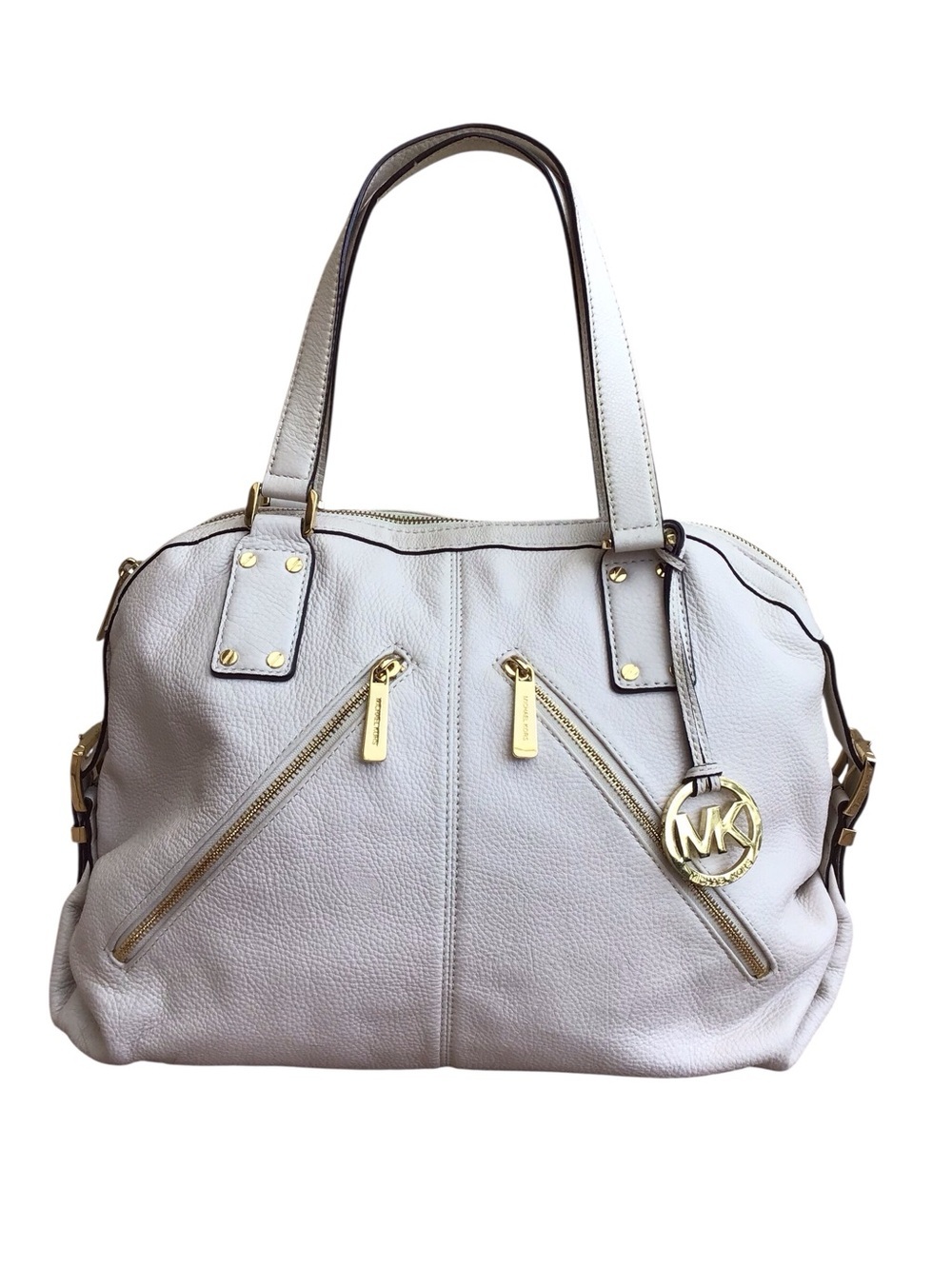 Michael Kors Portland Leather Satchel in Vanilla